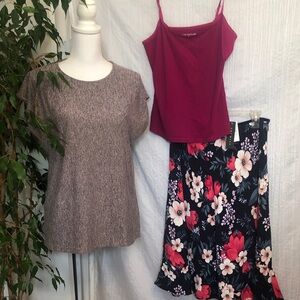 Premise A line skirt NWT & Premise tunic top & Ann Taylor hot pink cami